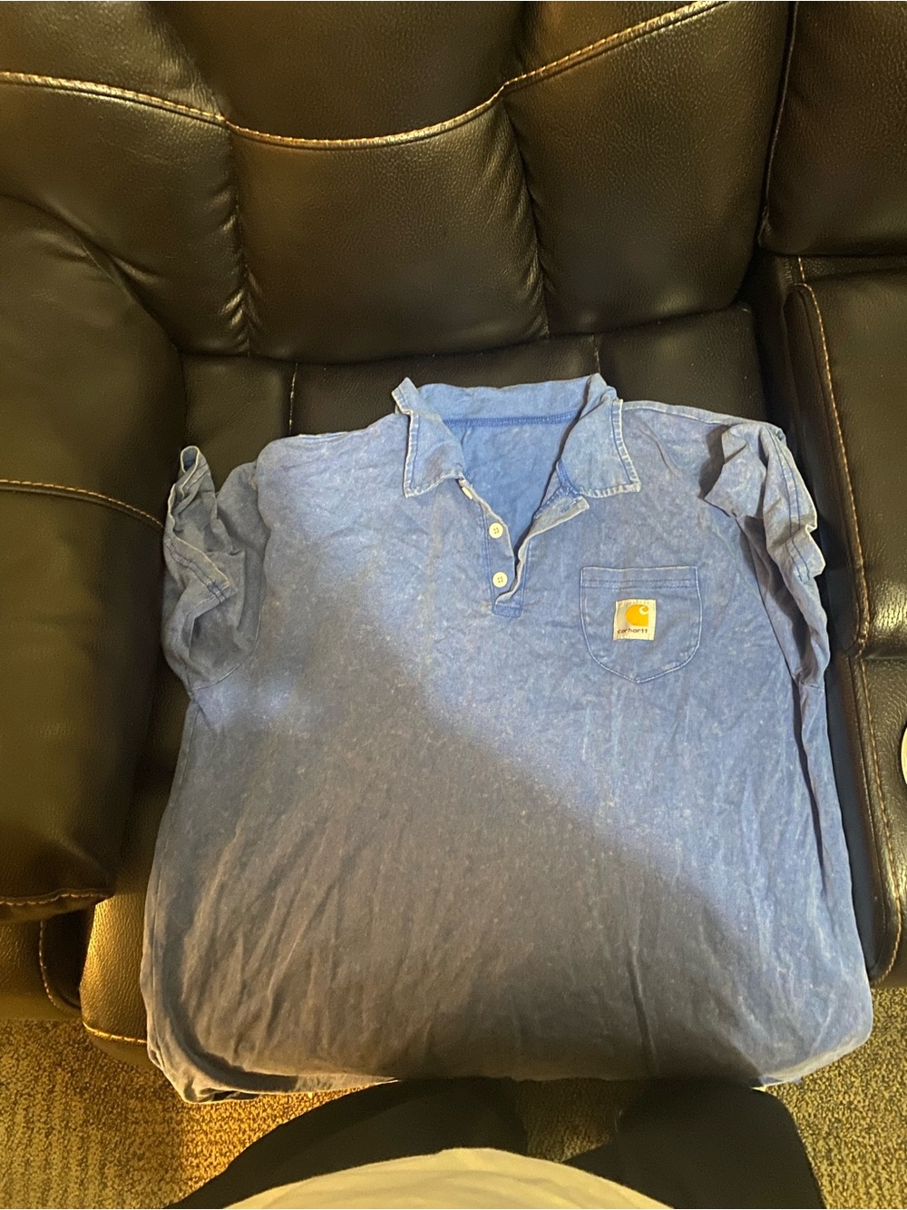 Carhartt Men's Faded Blue Short-Sleeve Pocket Polo